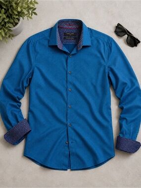 Ted Baker Blue Geometric Print Shirt size lg